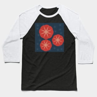 Poppies Red Flowers Japanese Woodcut Print Shibori Baseball T-Shirt